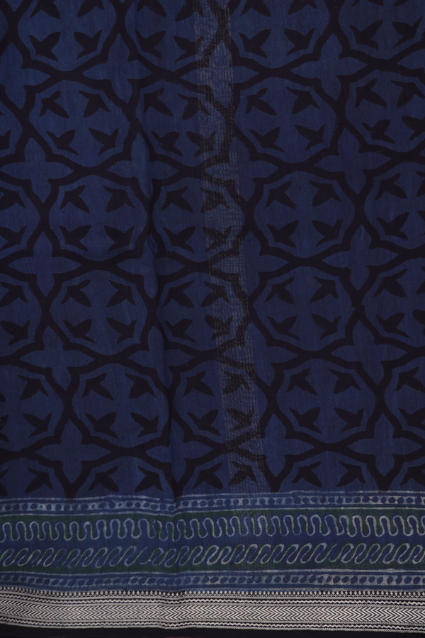 Chanderi Silk Cotton Saree In Black With Printed Design