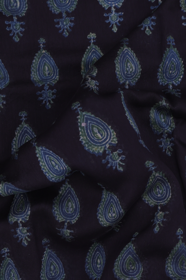 Chanderi Silk Cotton Saree In Black With Printed Design
