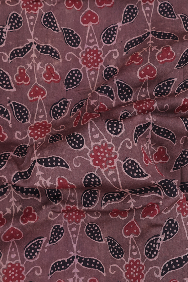 Chanderi Cotton Saree In Cocoa Brown With Printed Design