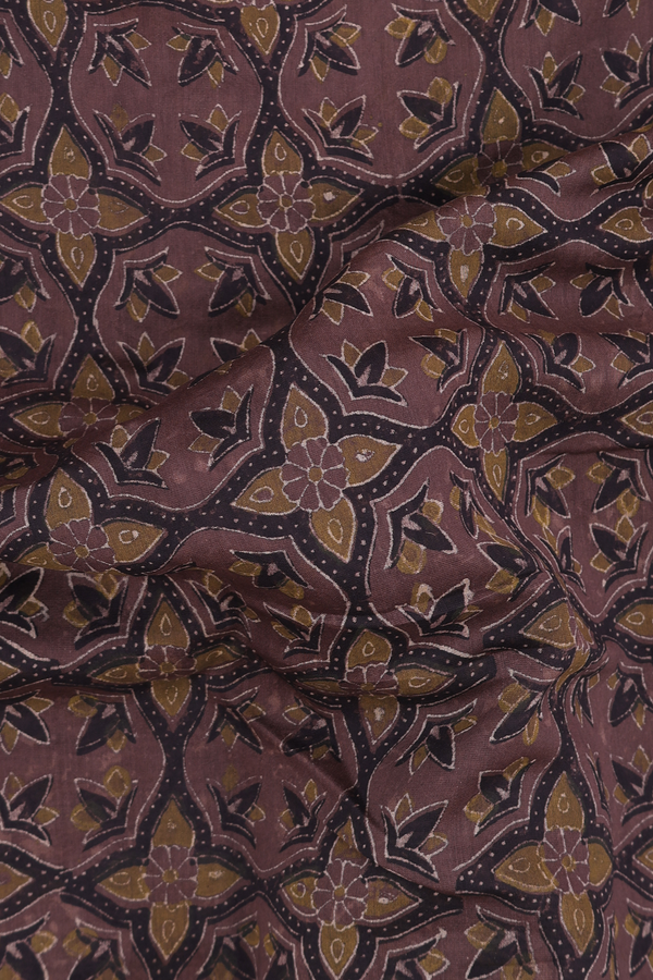 Chanderi Cotton Saree In Brown With Printed Design