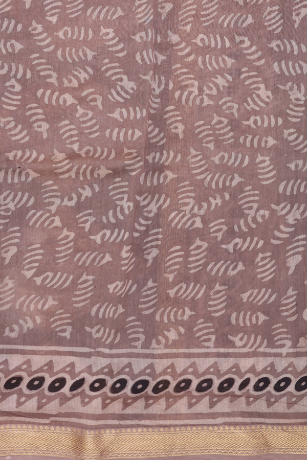 Chanderi Silk Cotton Saree In Brown With Printed Design