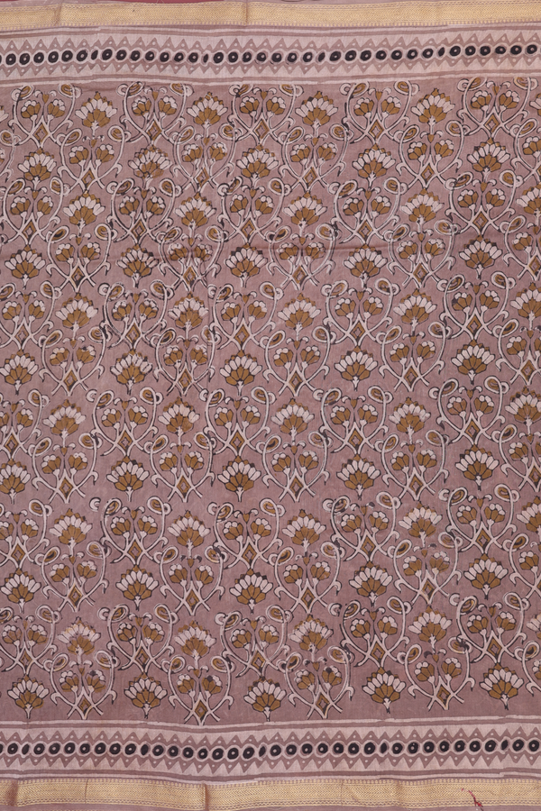 Chanderi Silk Cotton Saree In Brown With Printed Design