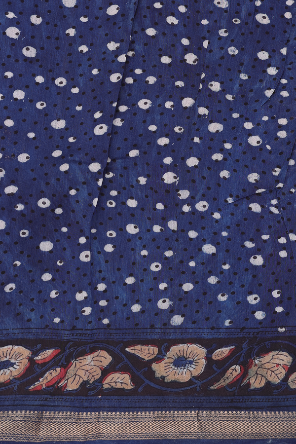 Chanderi Cotton Saree In Blue With Printed Design