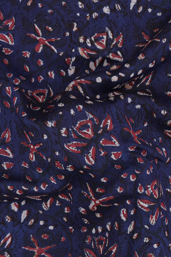 Chanderi Cotton Saree In Blue With Printed Design