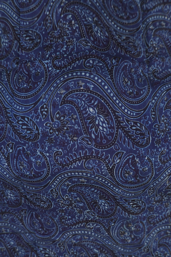 Chanderi Cotton Saree In Blue With Paisley Design
