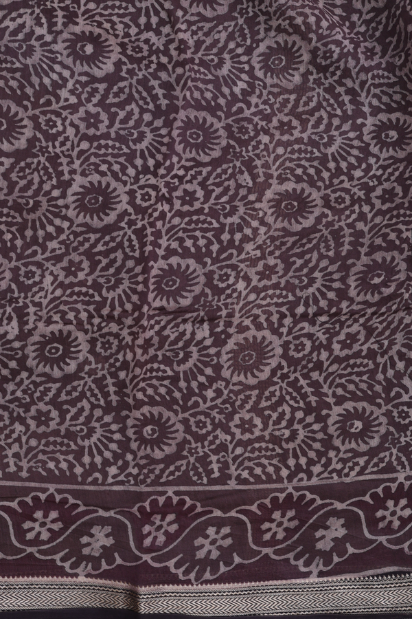 Chanderi Cotton Saree In Brown With Paisley Design