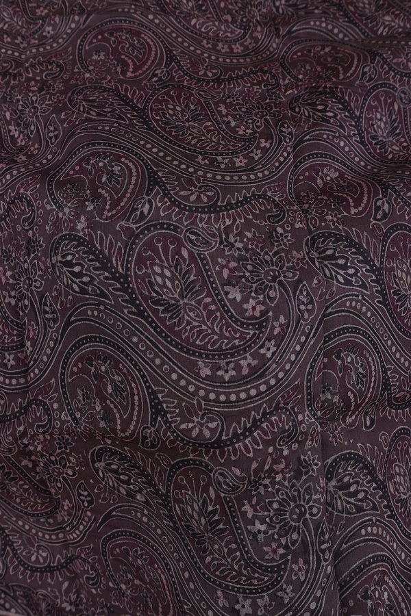 Chanderi Cotton Saree In Brown With Paisley Design