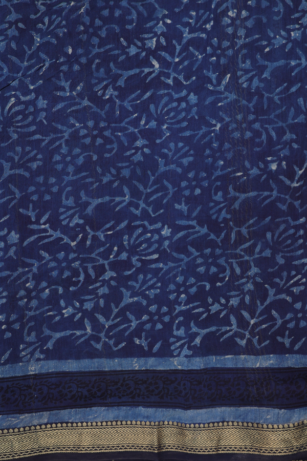 Chanderi Silk Cotton Saree In Black With Fish Design