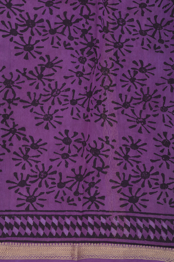Chanderi Silk Cotton Saree In Purple With Printed Design