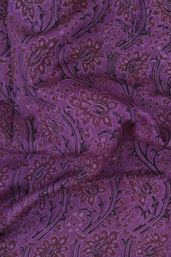 Chanderi Silk Cotton Saree In Purple With Printed Design