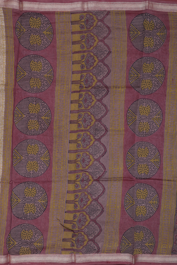 Chanderi Silk Cotton Saree In Black With Floral Design