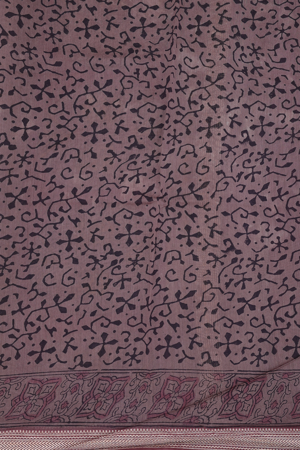 Chanderi Silk Cotton Saree In Black With Floral Design