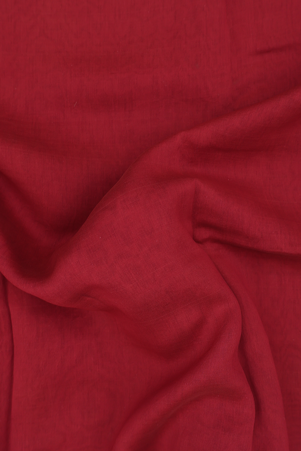 Chanderi Cotton Saree In Rust Red With Contrast Border