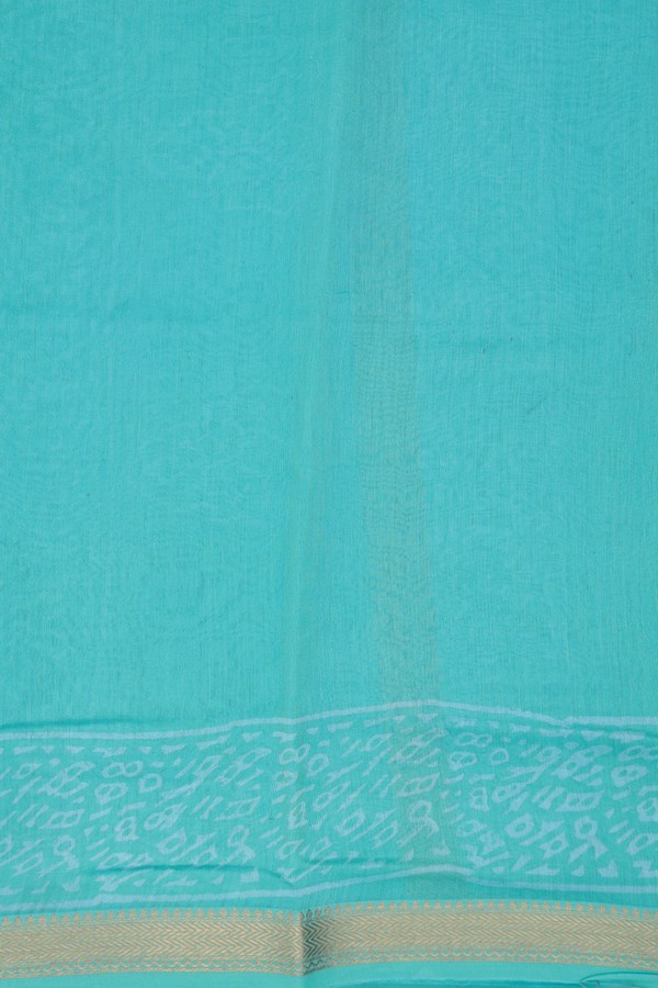Chanderi Cotton Saree In Tiffany Blue With Paisley Design
