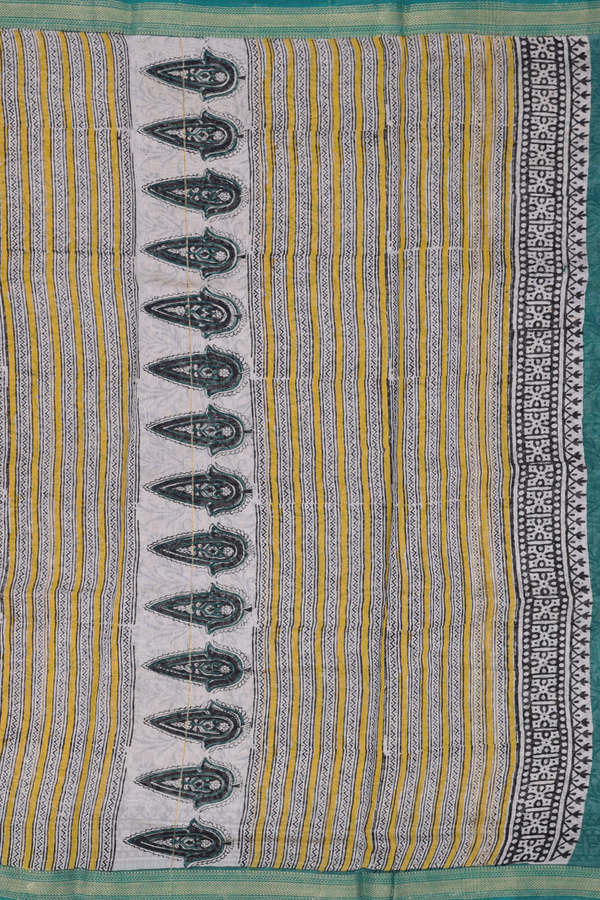 Chanderi Silk Cotton Saree In Yellow With Printed Design