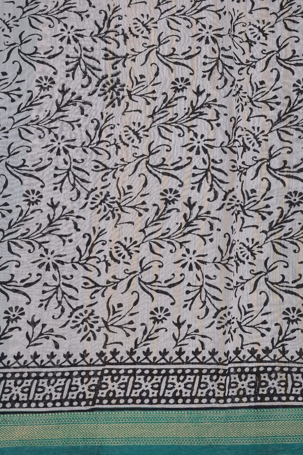 Chanderi Silk Cotton Saree In Yellow With Printed Design