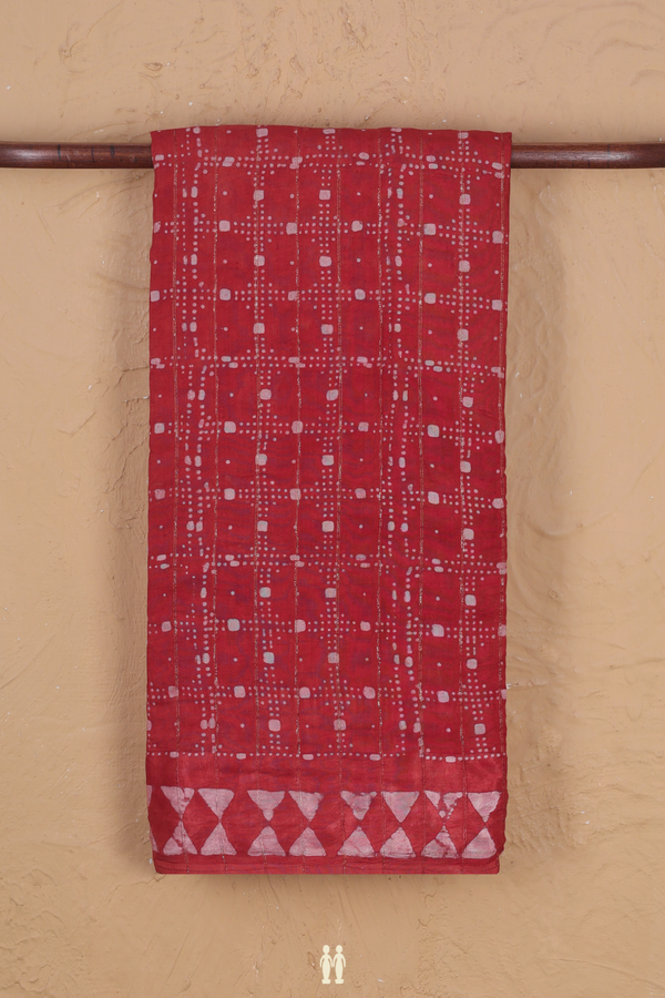 Modal Silk Saree In Dusty Red With Allover Design