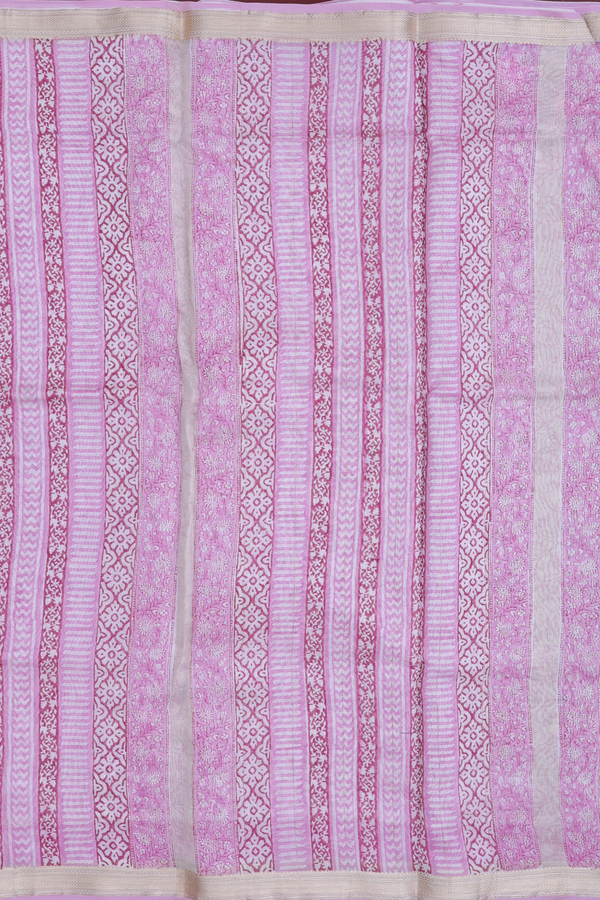 Chanderi Cotton Saree In Pink With Floral Design
