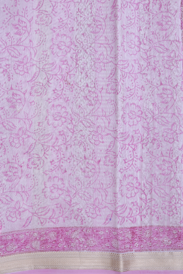 Chanderi Cotton Saree In Pink With Floral Design