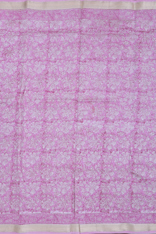 Chanderi Cotton Saree In Pink With Floral Design