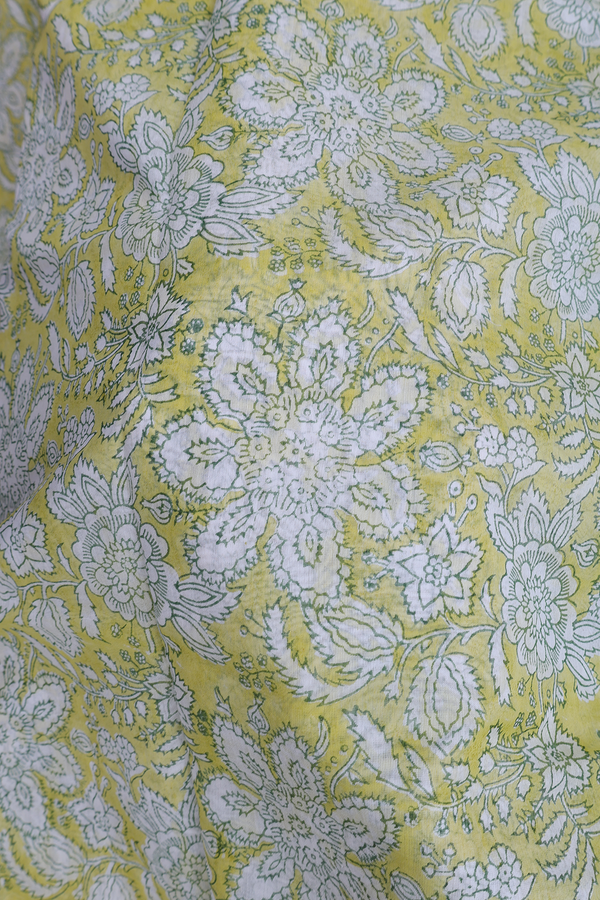 Chanderi Cotton Saree In Light Yellow With Floral Design