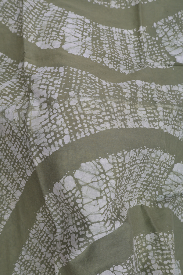 Jaipur Cotton Saree In Sage Green With Printed Design