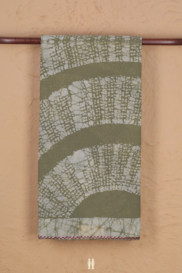 Jaipur Cotton Saree In Sage Green With Printed Design
