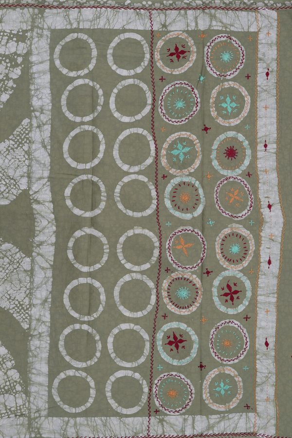 Jaipur Cotton Saree In Sage Green With Printed Design