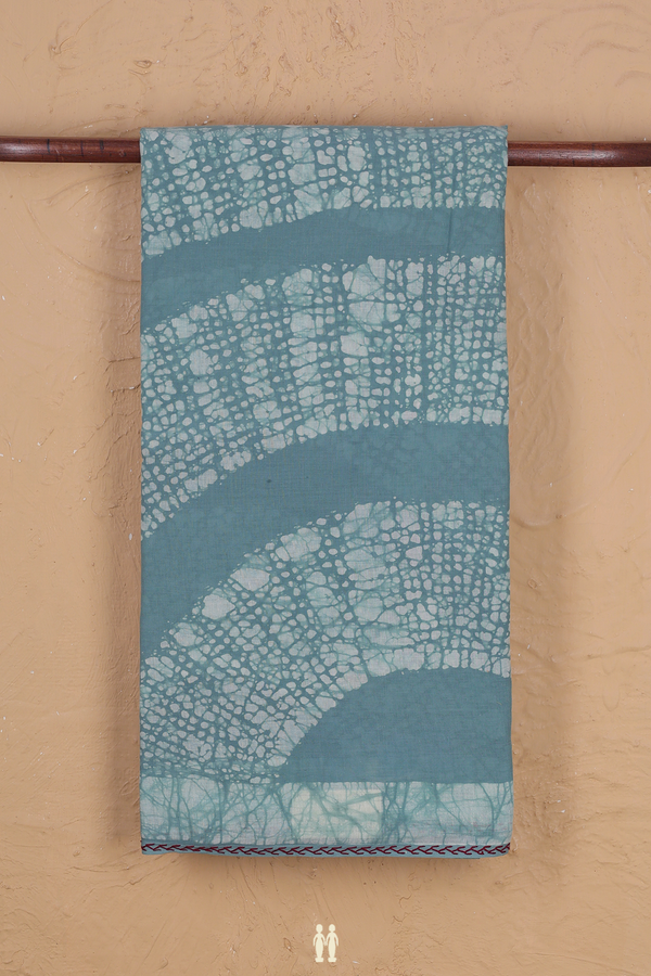 Jaipur Cotton Saree In Aegean Blue With Printed Design