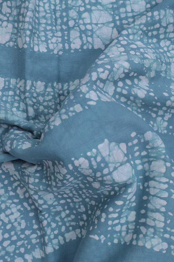Jaipur Cotton Saree In Aegean Blue With Printed Design