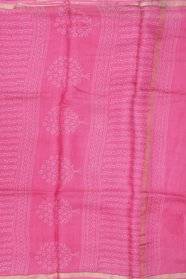Kota Silk Saree In Punch Pink With Allover Design