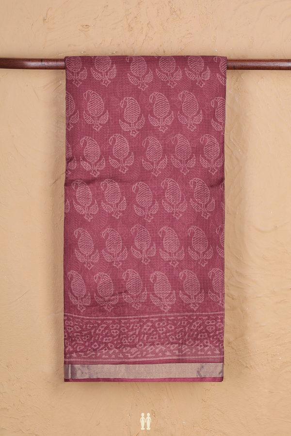 Kota Silk Saree In Berry Red With Paisley Buttas