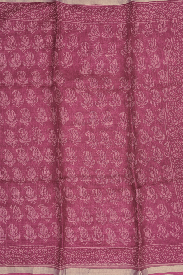 Kota Silk Saree In Berry Red With Paisley Buttas