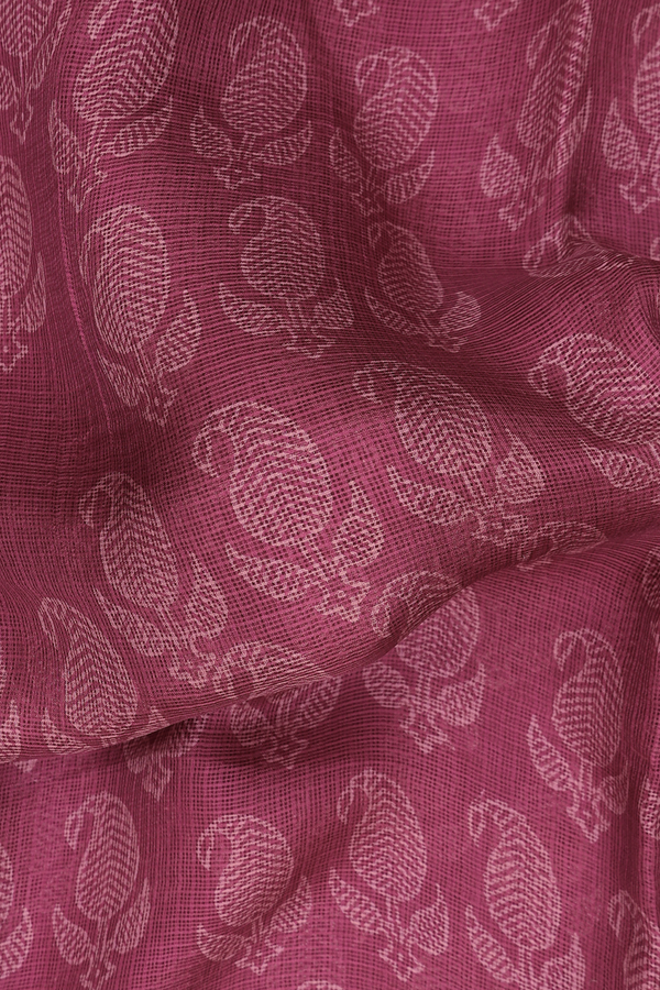 Kota Silk Saree In Berry Red With Paisley Buttas