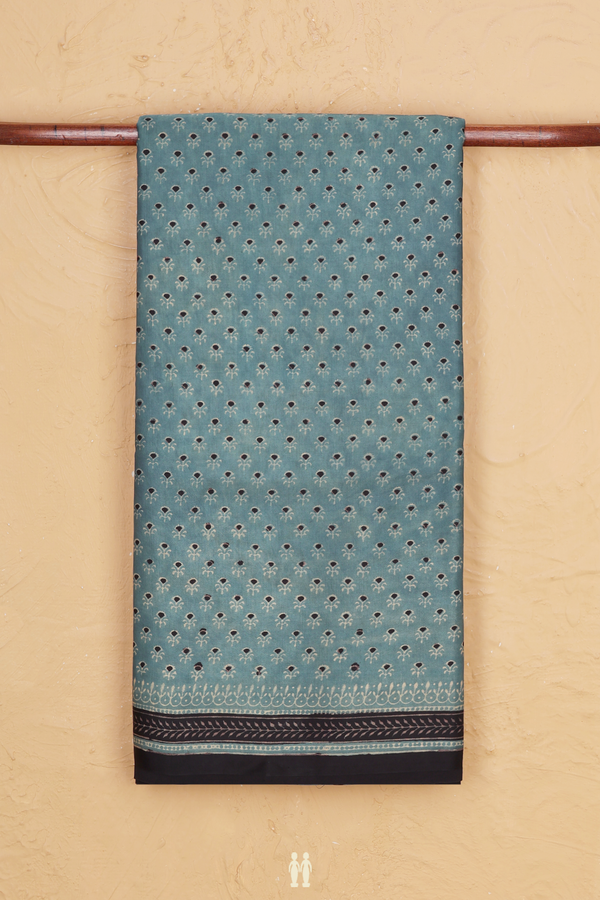 Modal Silk Saree In Aegean Blue With Printed Buttas