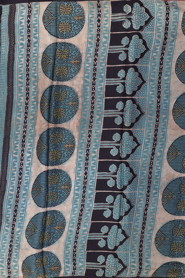 Modal Silk Saree In Aegean Blue With Printed Buttas