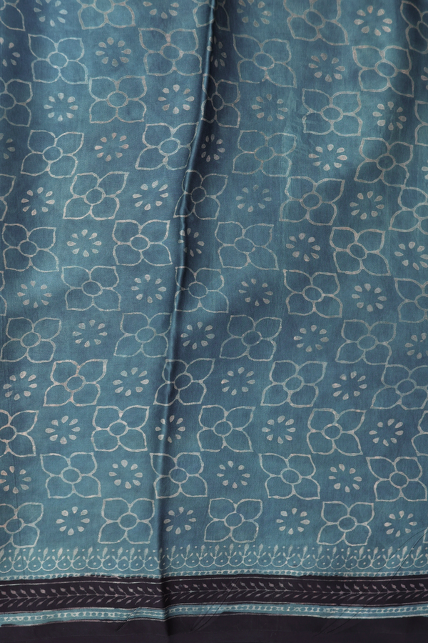 Modal Silk Saree In Aegean Blue With Printed Buttas