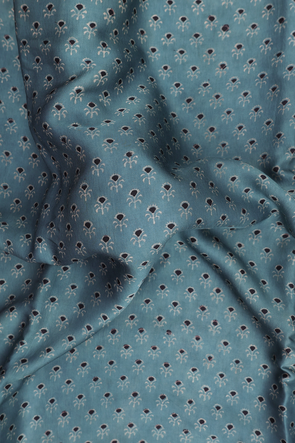 Modal Silk Saree In Aegean Blue With Printed Buttas