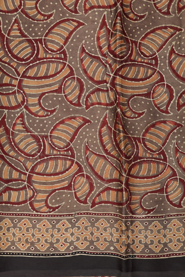 Modal Silk Saree In Peanut Brown With Allover Design