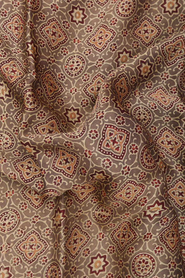 Modal Silk Saree In Peanut Brown With Allover Design