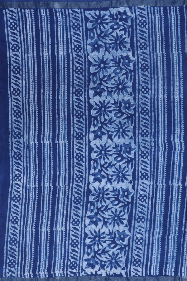 Modal Silk Saree In Cobalt Blue With Floral Buttas