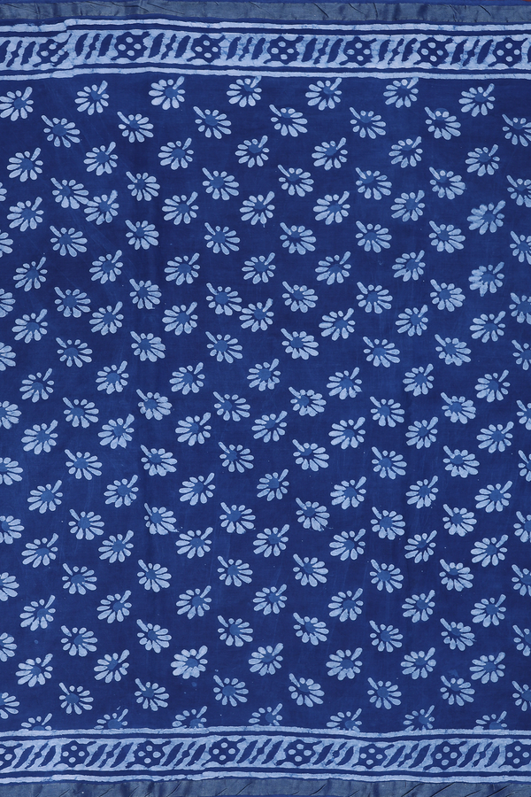 Modal Silk Saree In Cobalt Blue With Floral Buttas