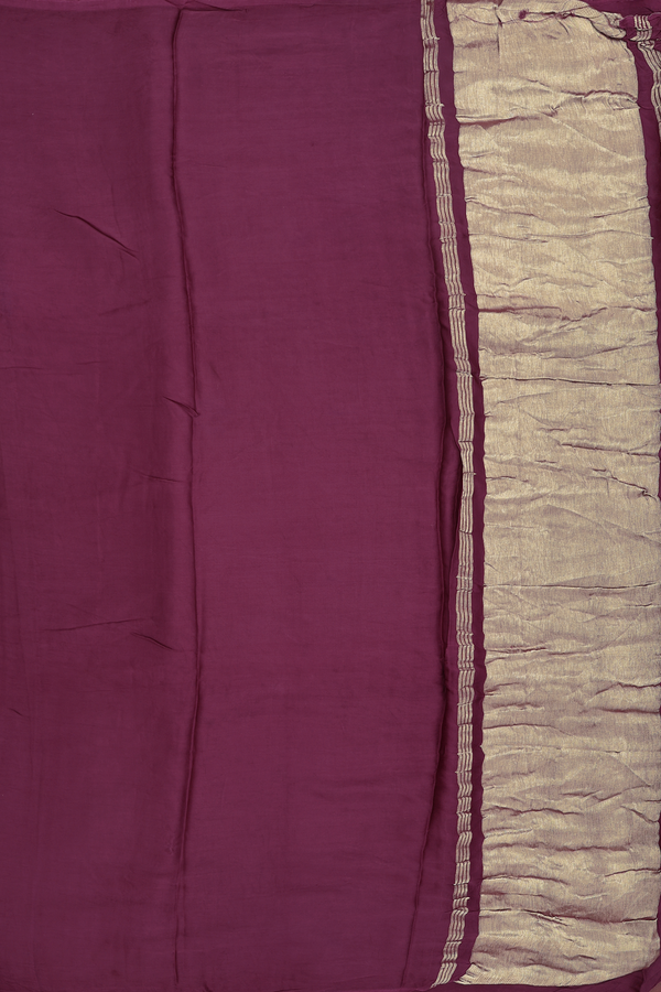 Modal Silk Saree In Plain Berry Purple With Zari Pallu