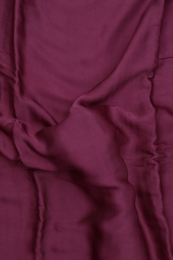 Modal Silk Saree In Plain Berry Purple With Zari Pallu