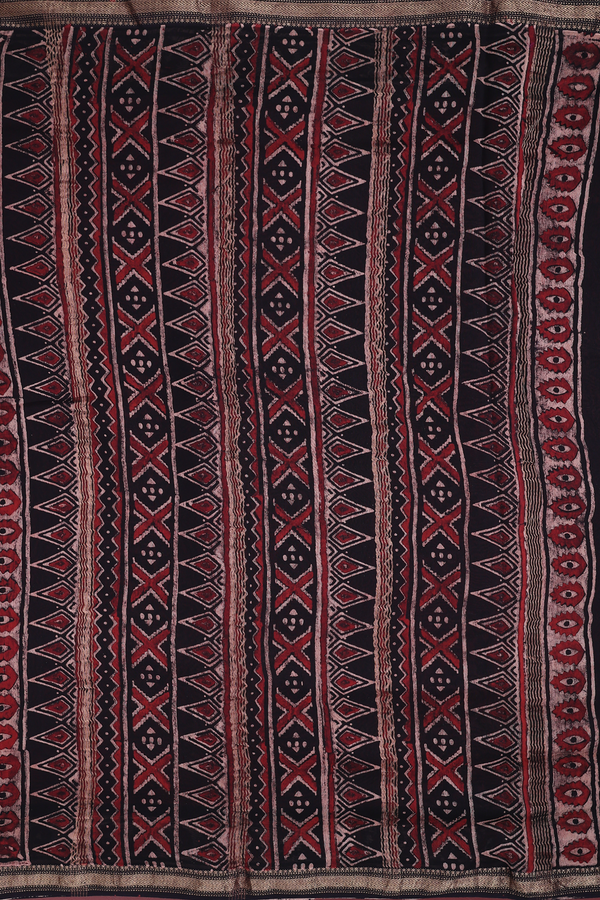 Chanderi Silk Cotton Saree In Red With Floral Design