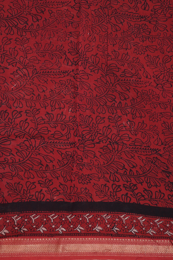 Chanderi Silk Cotton Saree In Black With Printed Design
