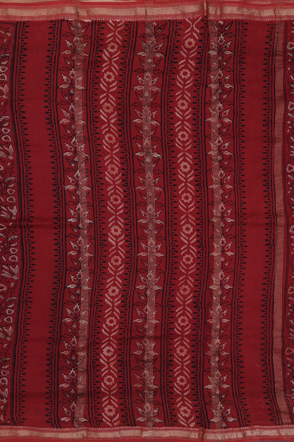 Chanderi Silk Cotton Saree In Black With Printed Design