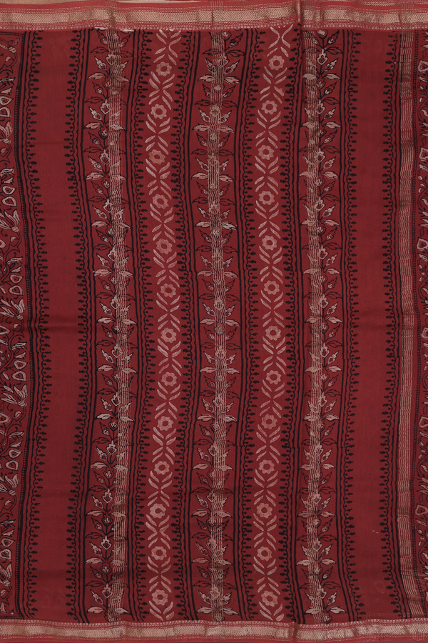 Chanderi Silk Cotton Saree In Black With Printed Design