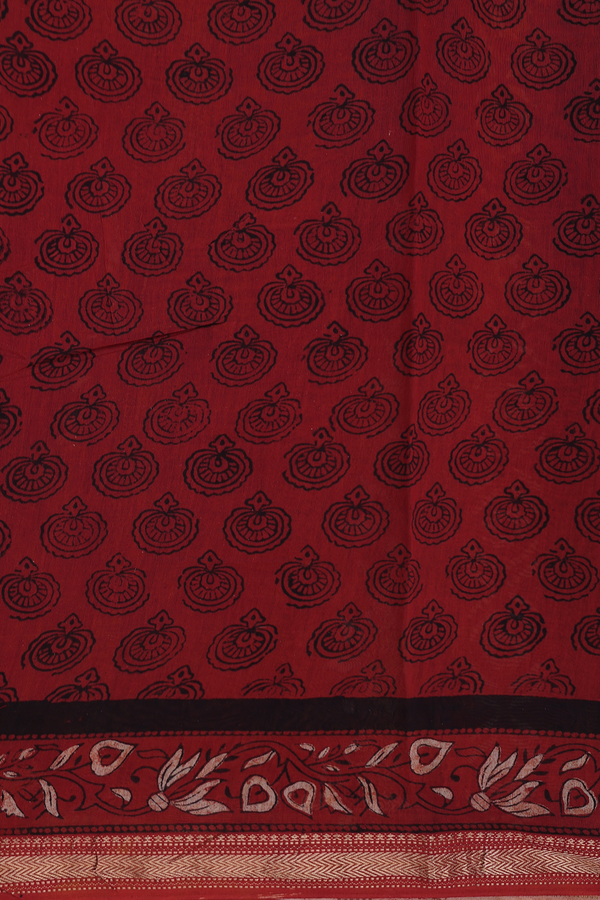 Chanderi Silk Cotton Saree In Black With Printed Design