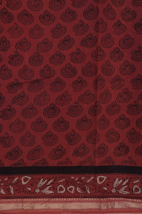 Chanderi Silk Cotton Saree In Black With Printed Design